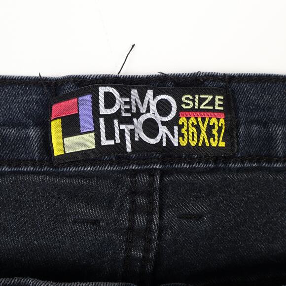 Demolition Jeans Mens 36x32 Splattered Distressed Moto Denim Black - Picture 14 of 15